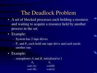 The Deadlock Problem