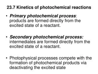 23.7 Kinetics of photochemical reactions