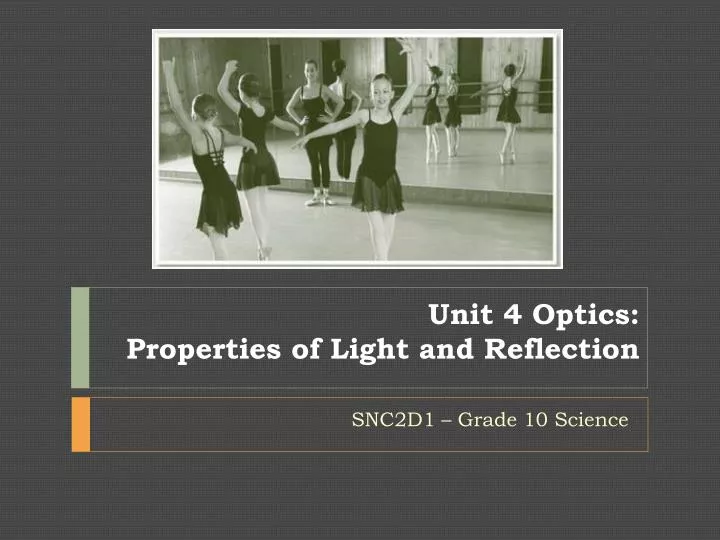 unit 4 optics properties of light and reflection