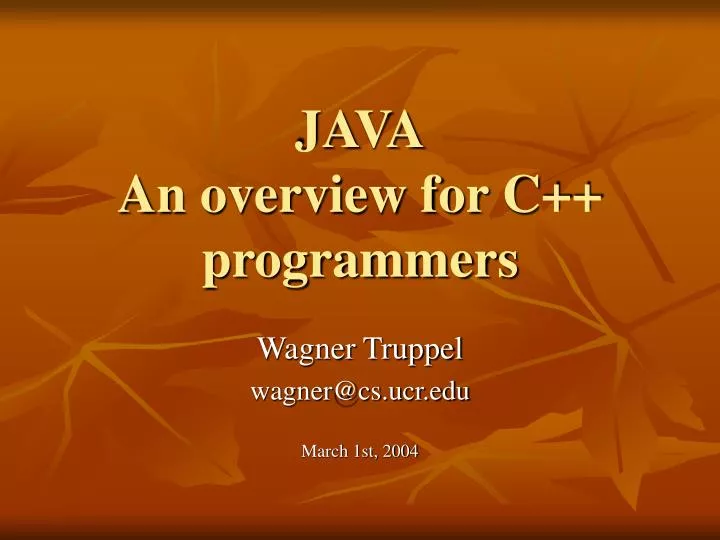 java an overview for c programmers