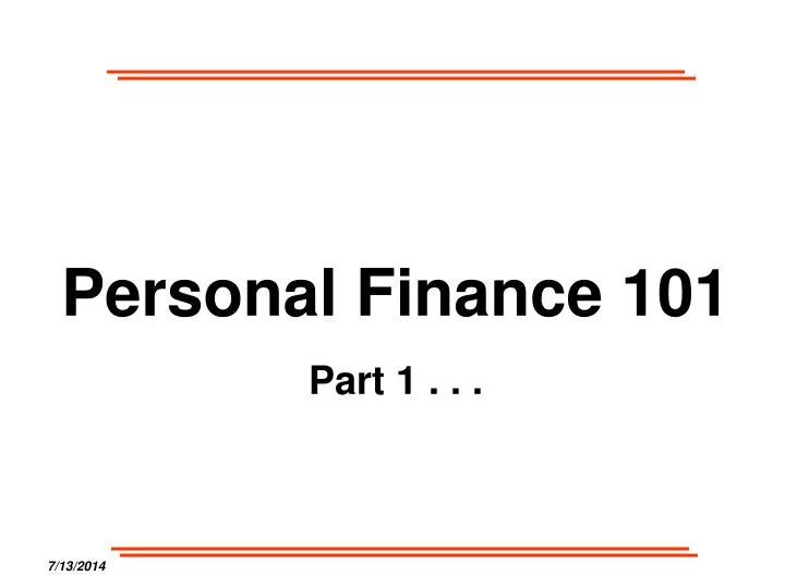 personal finance 101 part 1