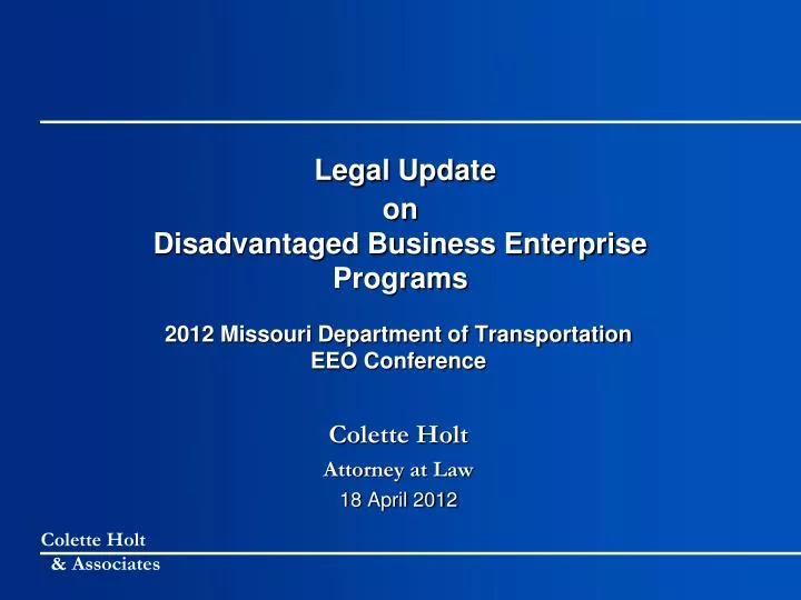 legal update on disadvantaged business enterprise programs
