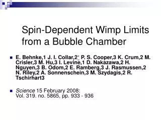 Spin-Dependent Wimp Limits from a Bubble Chamber