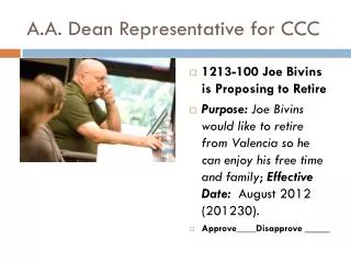 A.A. Dean Representative for CCC