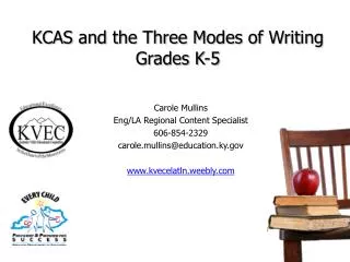 KCAS and the Three Modes of Writing Grades K-5