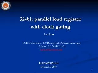 32-bit parallel load register with clock gating