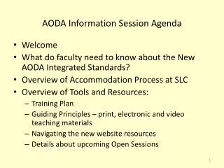 AODA Information Session Agenda