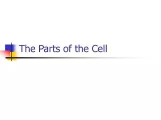 The Parts of the Cell