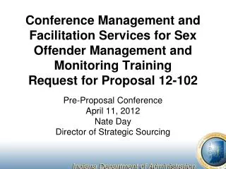 Conference Management and Facilitation Services for Sex Offender Management and Monitoring Training Request for Proposal