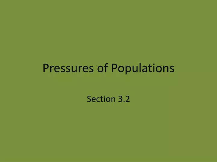 pressures of populations