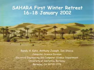 SAHARA First Winter Retreat 16-18 January 2002