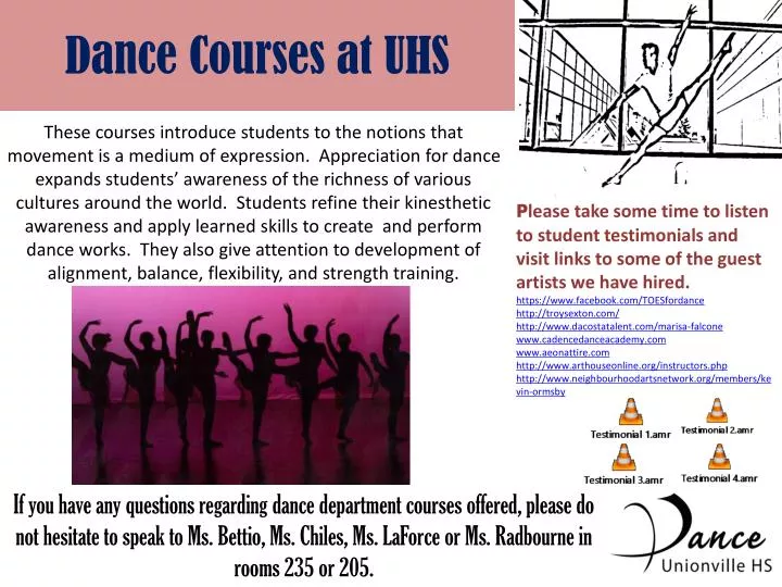 dance courses at uhs