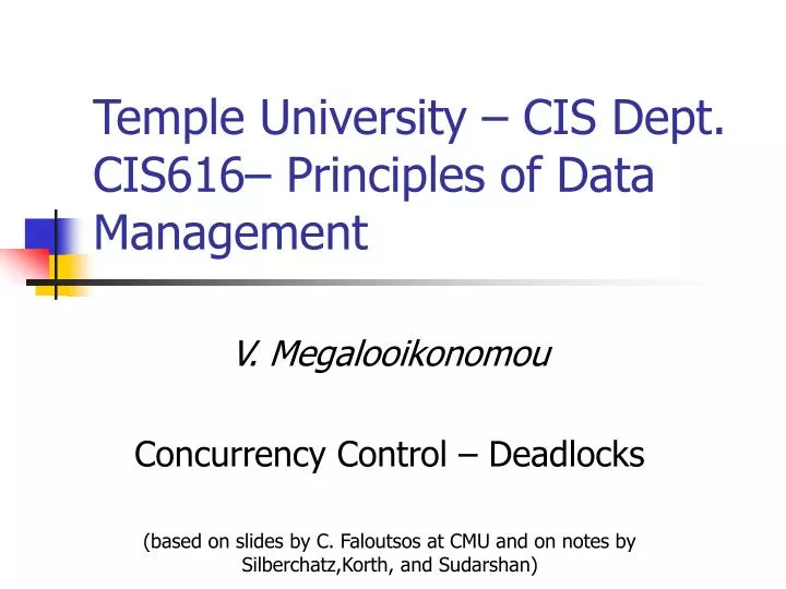 temple university cis dept cis616 principles of data management