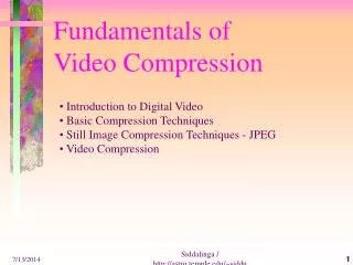 Fundamentals of Video Compression
