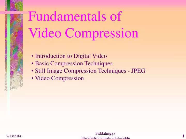 fundamentals of video compression