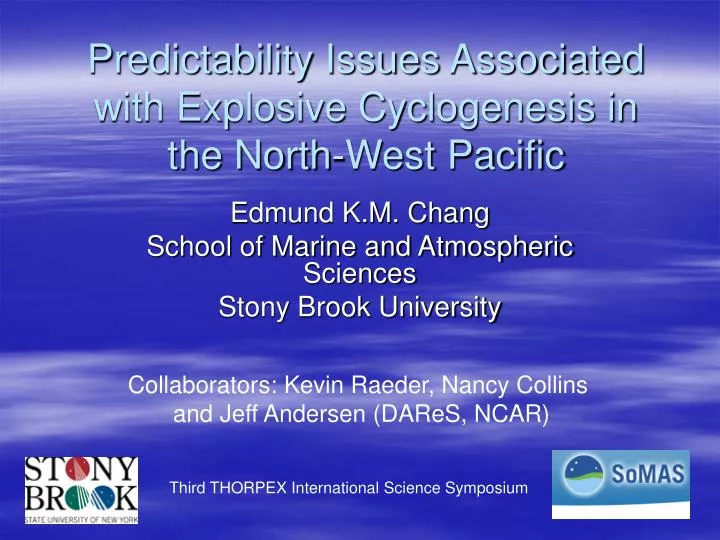 predictability issues associated with explosive cyclogenesis in the north west pacific