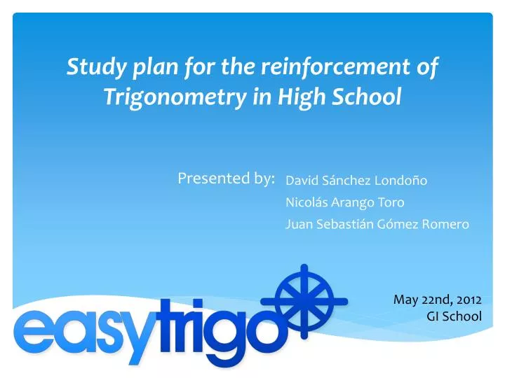 study plan for the reinforcement of trigonometry in high school
