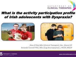 What is the activity participation profile of Irish adolescents with Dyspraxia?