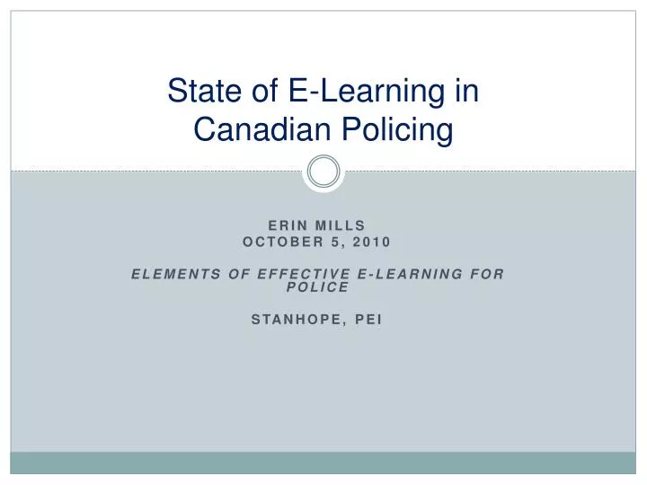 state of e learning in canadian policing