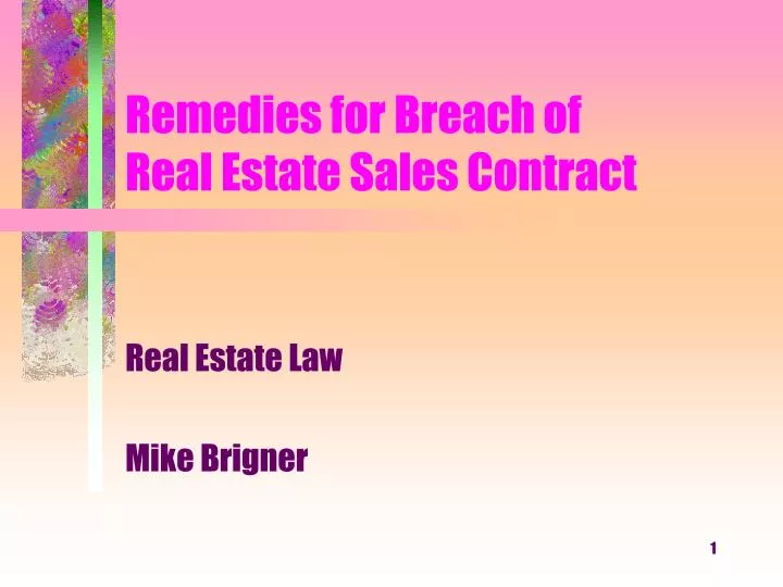 remedies for breach of real estate sales contract