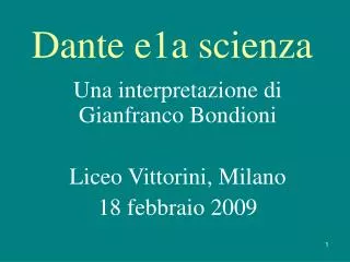 dante e 1 a scienza