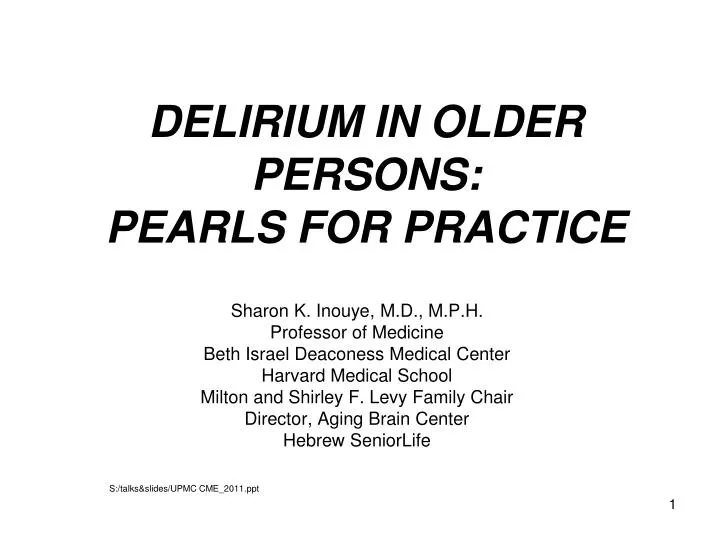 delirium in older persons pearls for practice