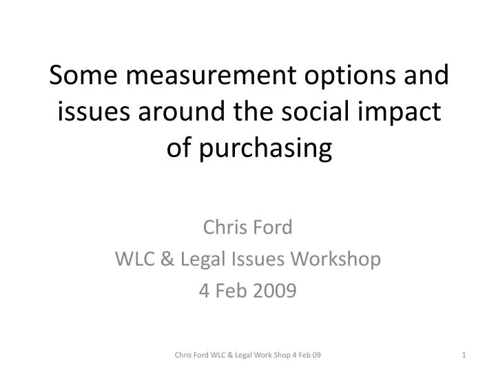 some measurement options and issues around the social impact of purchasing