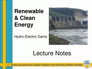 Renewable &amp; Clean Energy Hydro-Electric Dams