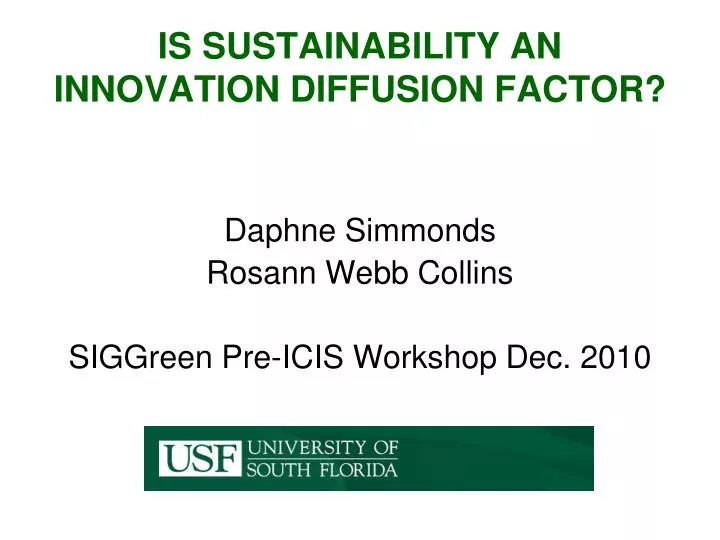 is sustainability an innovation diffusion factor