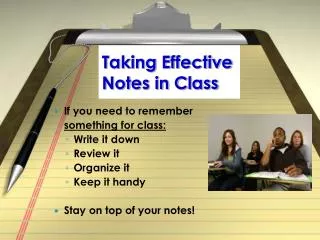 Taking Effective Notes in Class