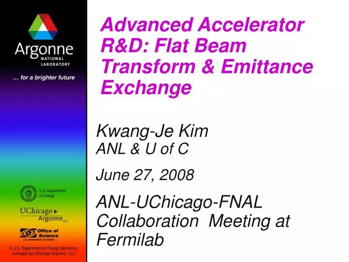 advanced accelerator r d flat beam transform emittance exchange