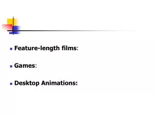 Feature-length films : Games : Desktop Animations: