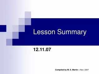 Lesson Summary