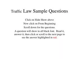 Traffic Law Sample Questions