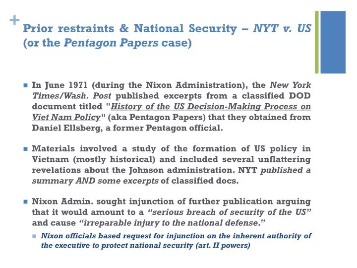prior restraints national security nyt v us or the pentagon papers case