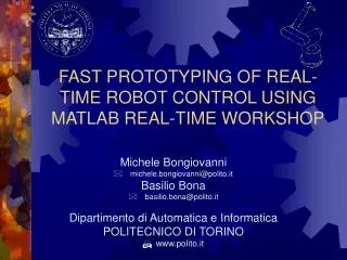 FAST PROTOTYPING OF REAL-TIME ROBOT CONTROL USING MATLAB REAL-TIME WORKSHOP