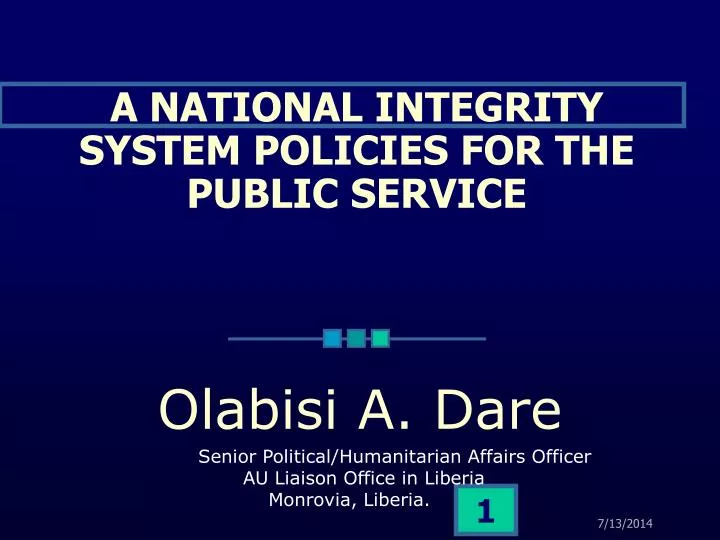 a national integrity system policies for the public service