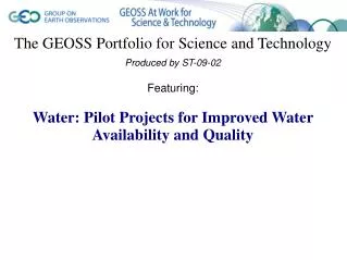 The GEOSS Portfolio for Science and Technology
