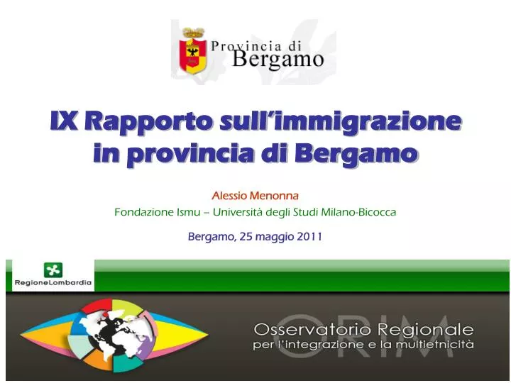 ix rapporto sull immigrazione in provincia di bergamo