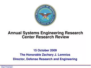 Annual Systems Engineering Research Center Research Review