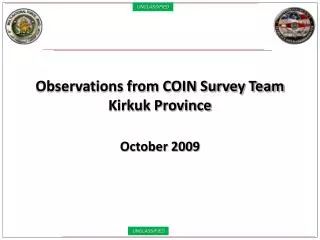 Observations from COIN Survey Team Kirkuk Province