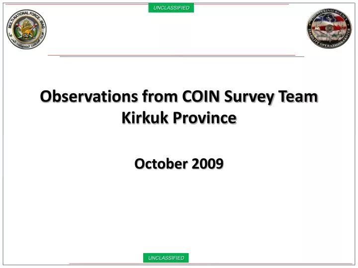 observations from coin survey team kirkuk province
