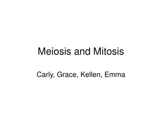 Meiosis and Mitosis