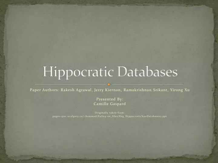 hippocratic databases