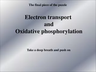 Electron transport and Oxidative phosphorylation