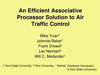 An Efficient Associative Processor Solution to Air Traffic Control