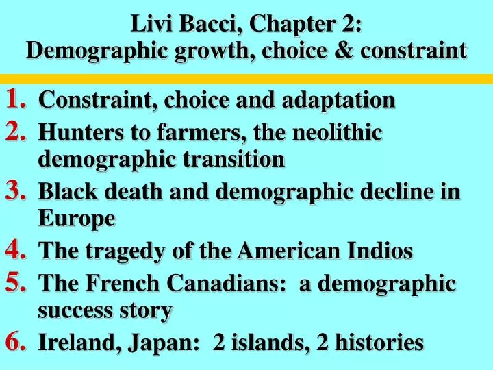 livi bacci chapter 2 demographic growth choice constraint