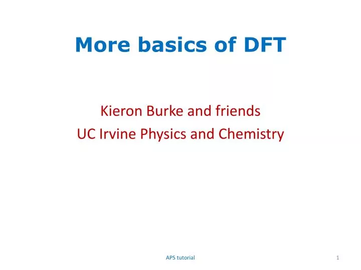 more basics of dft