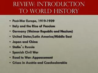 Review: Introduction to World History
