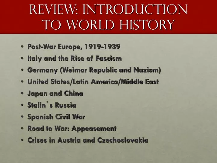 review introduction to world history